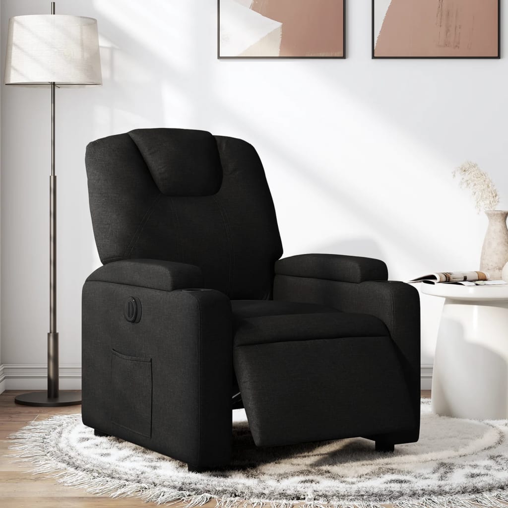 Vidaxl fauteuil verstelbaar elektrisch stof zwart