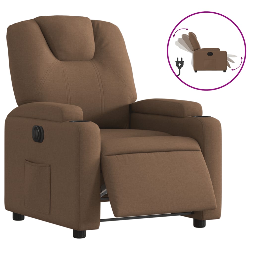 Vidaxl fauteuil verstelbaar elektrisch stof bruin