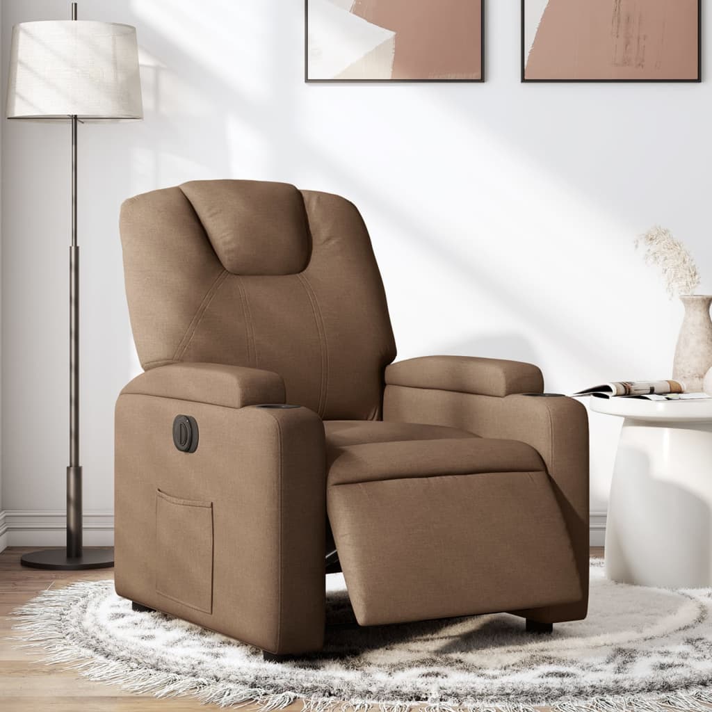 Vidaxl fauteuil verstelbaar elektrisch stof bruin