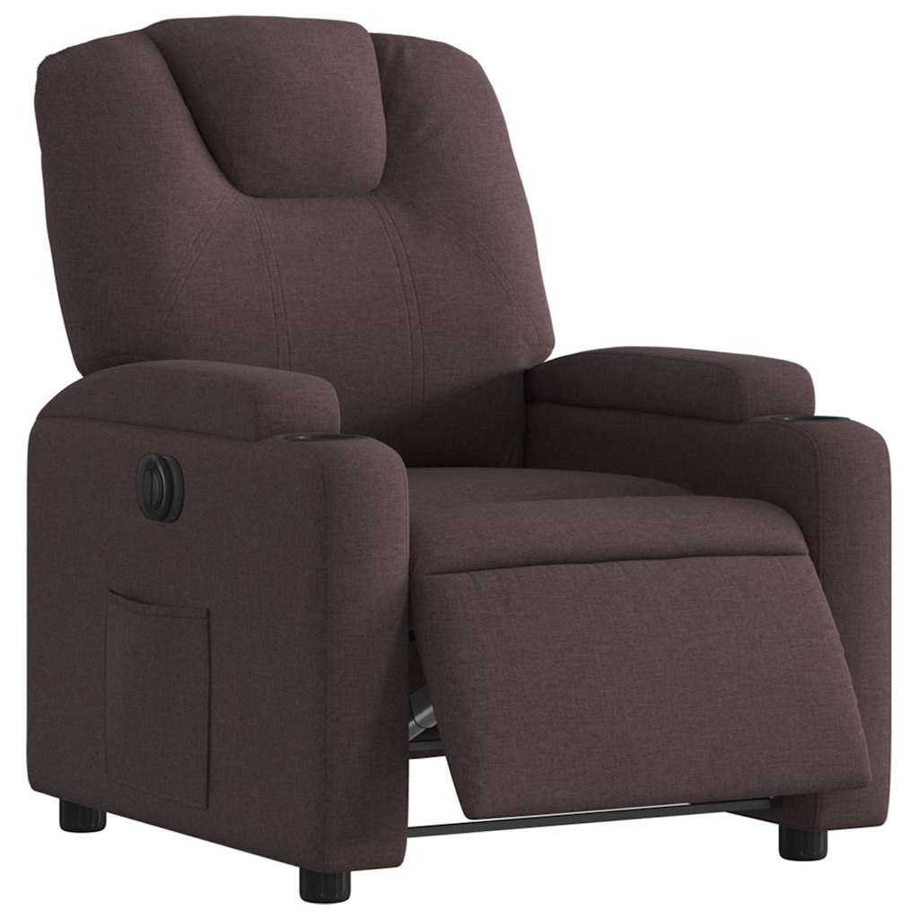 Vidaxl fauteuil verstelbaar elektrisch stof donkerbruin