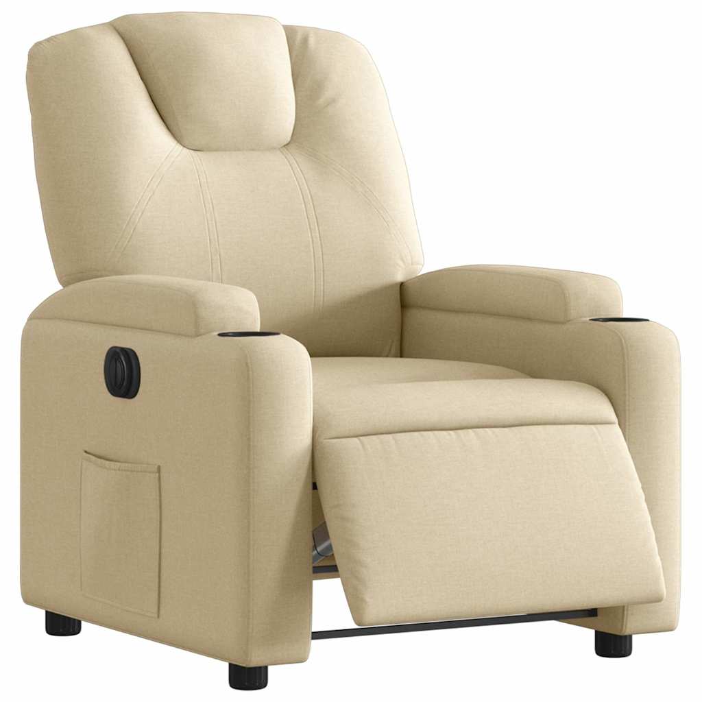 Vidaxl fauteuil verstelbaar elektrisch stof crèmekleurig