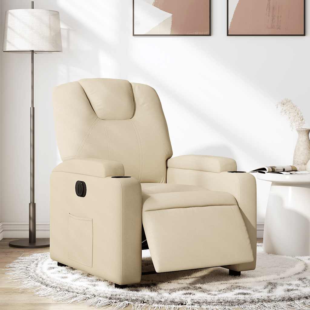 Vidaxl fauteuil verstelbaar elektrisch stof crèmekleurig