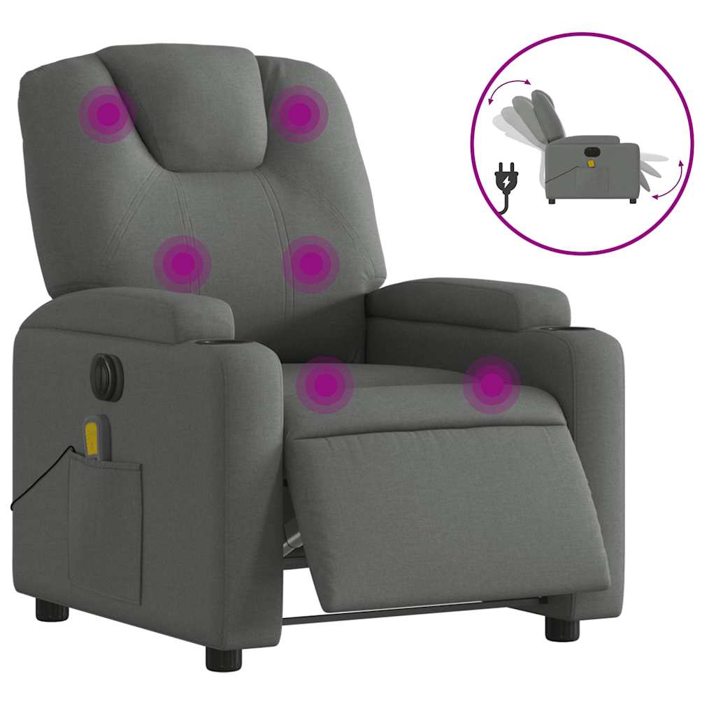 Vidaxl massagestoel elektrisch verstelbaar stof donkergrijs