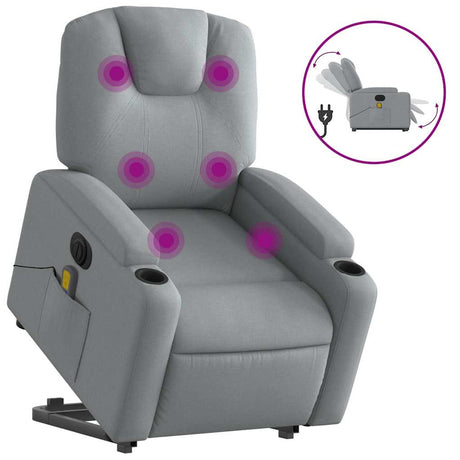 Vidaxl sta-op-massagestoel elektrisch verstelbaar stof lichtgrijs