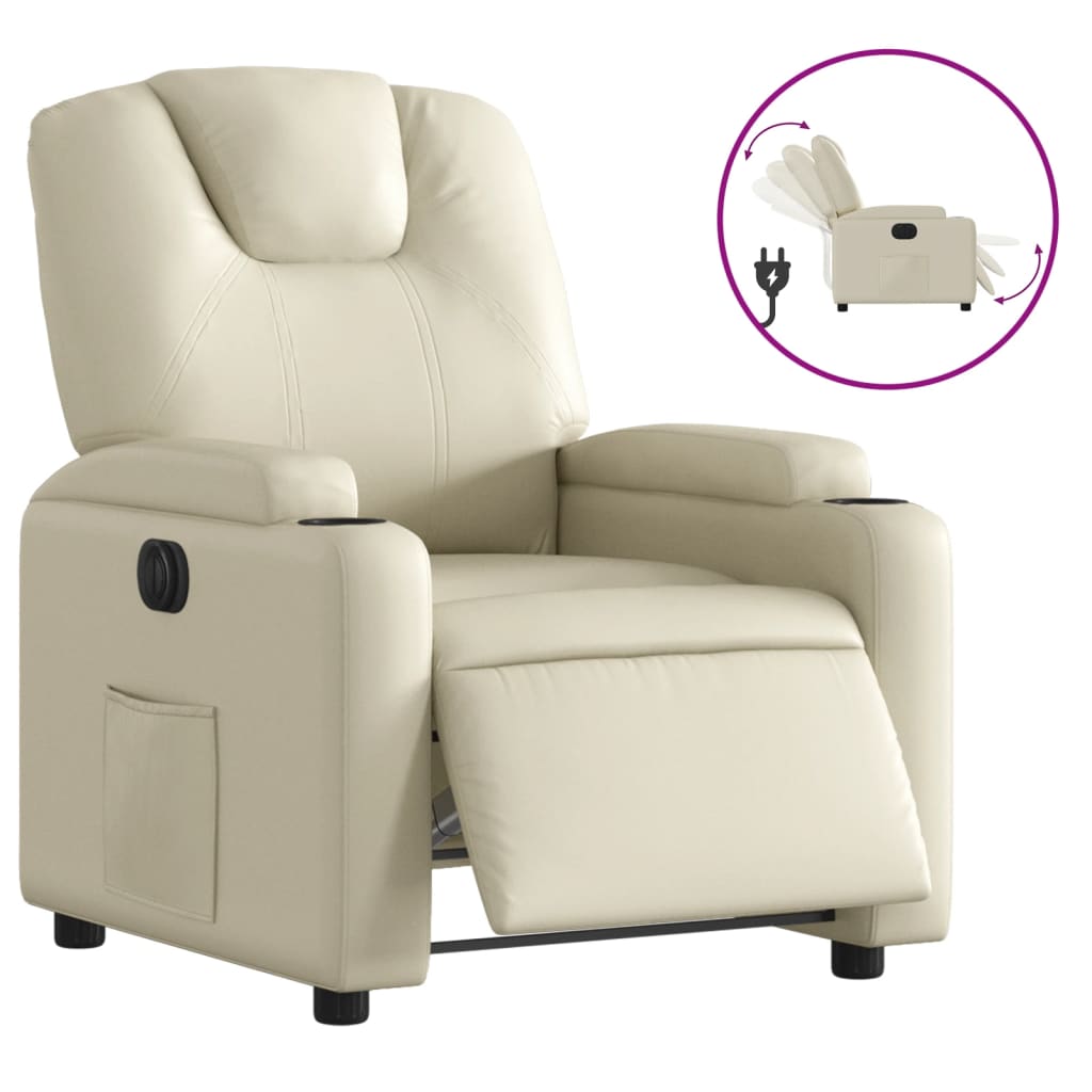 Vidaxl fauteuil elektrisch verstelbaar kunstleer crèmekleurig