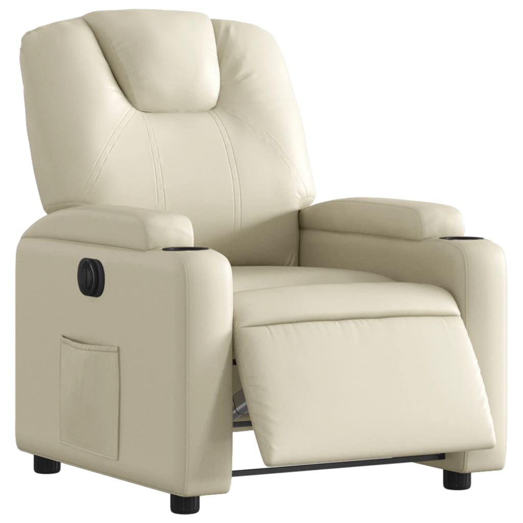 Vidaxl fauteuil elektrisch verstelbaar kunstleer crèmekleurig