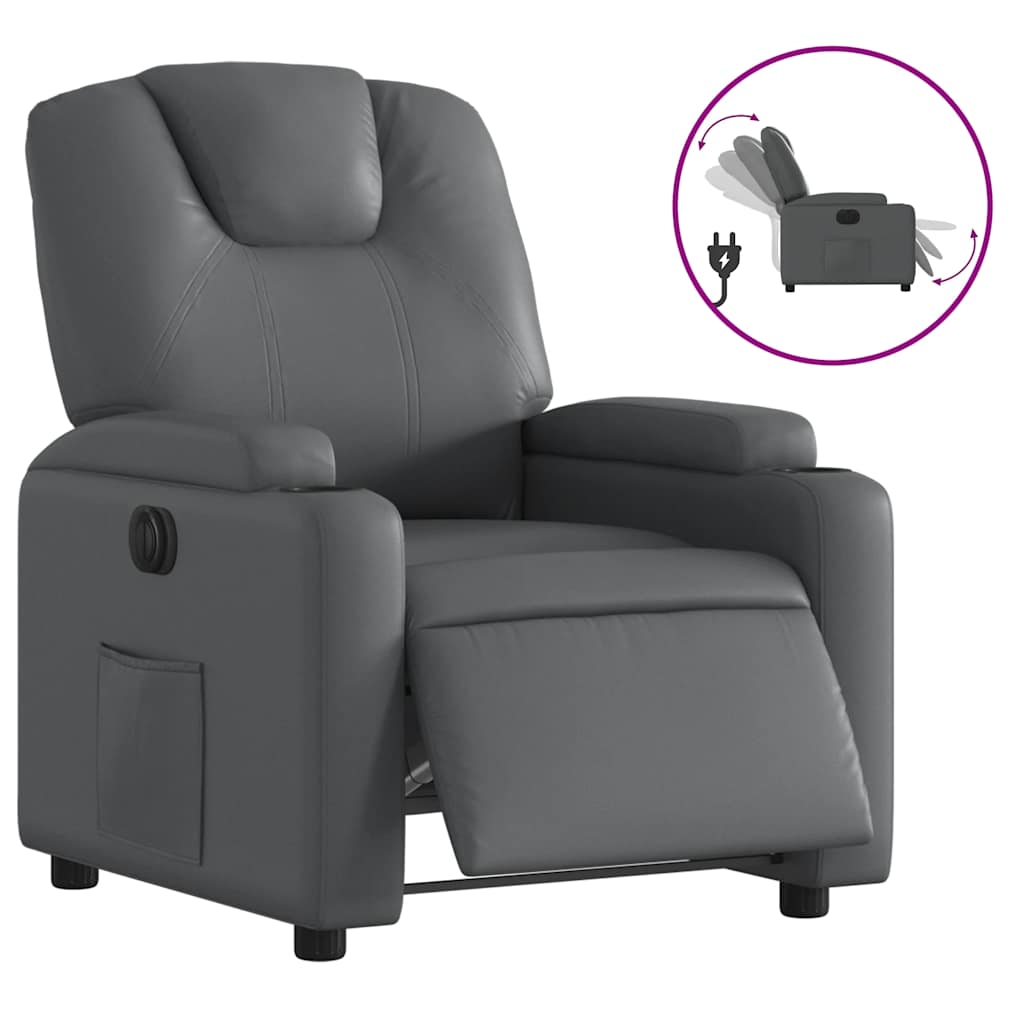 Vidaxl fauteuil verstelbaar elektrisch kunstleer grijs