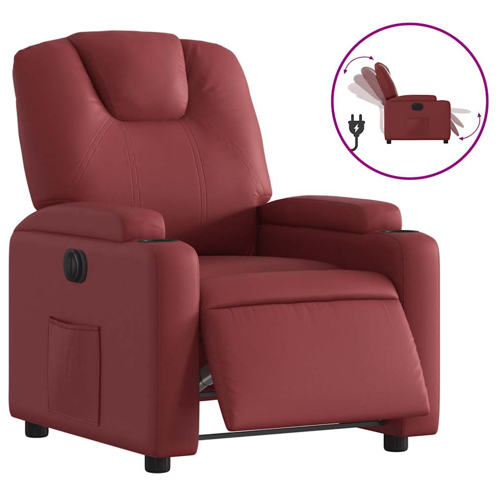 Vidaxl fauteuil verstelbaar elektrisch kunstleer wijnrood