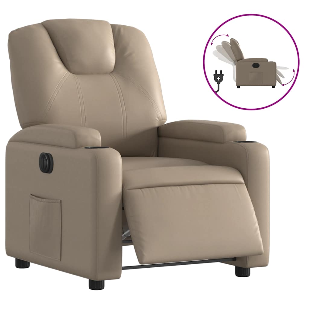 Vidaxl fauteuil verstelbaar elektrisch kunstleer cappuccinokleurig