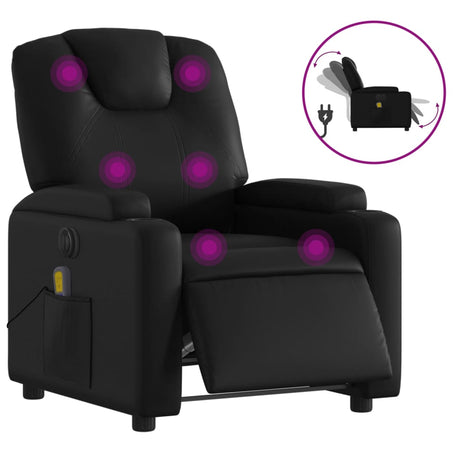 Vidaxl massagestoel verstelbaar elektrisch kunstleer zwart