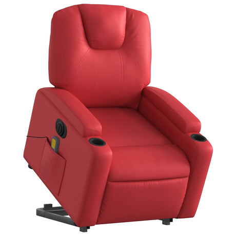 Vidaxl sta-op-massagestoel elektrisch kunstleer rood