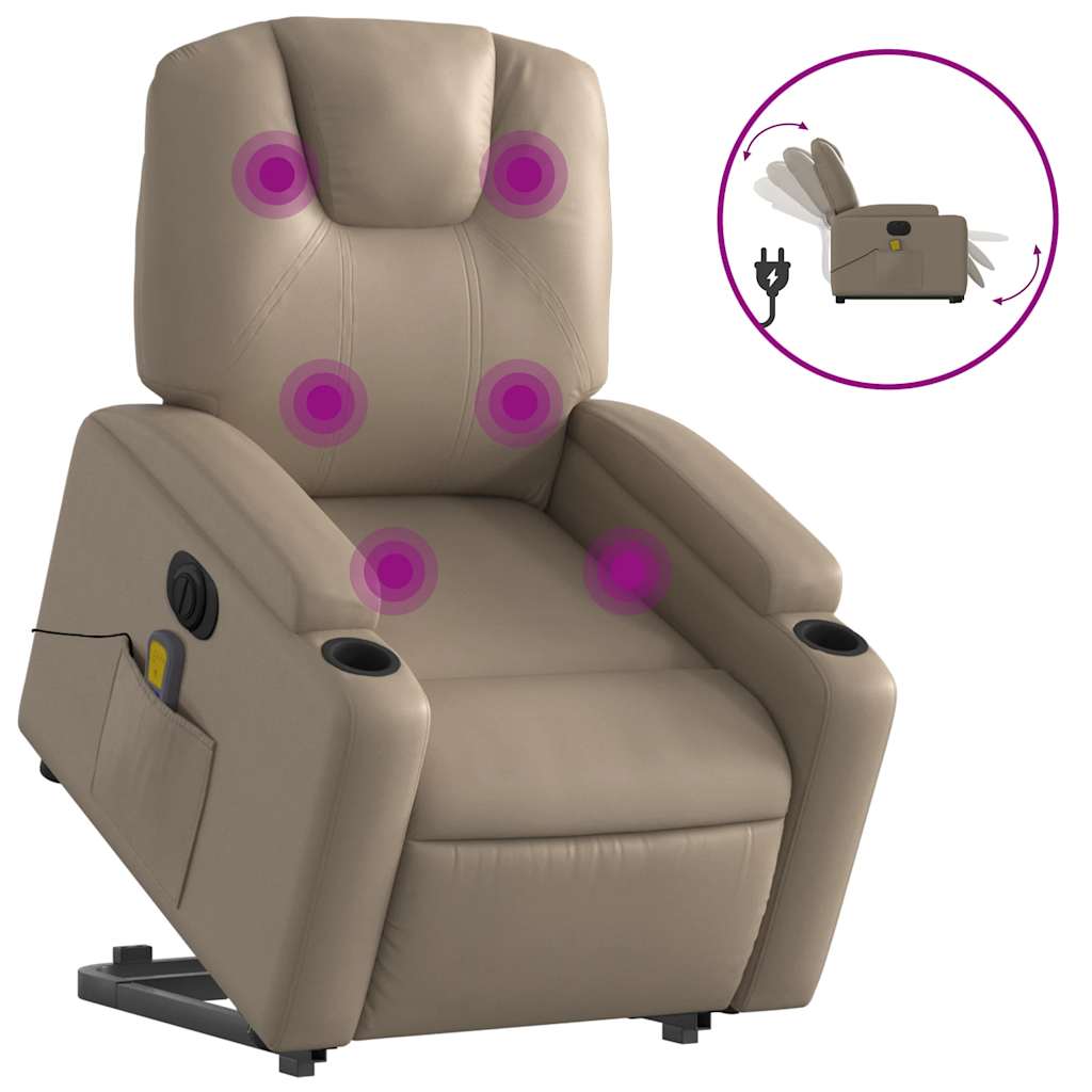 Vidaxl sta-op-massagestoel elektrisch kunstleer cappuccinokleurig