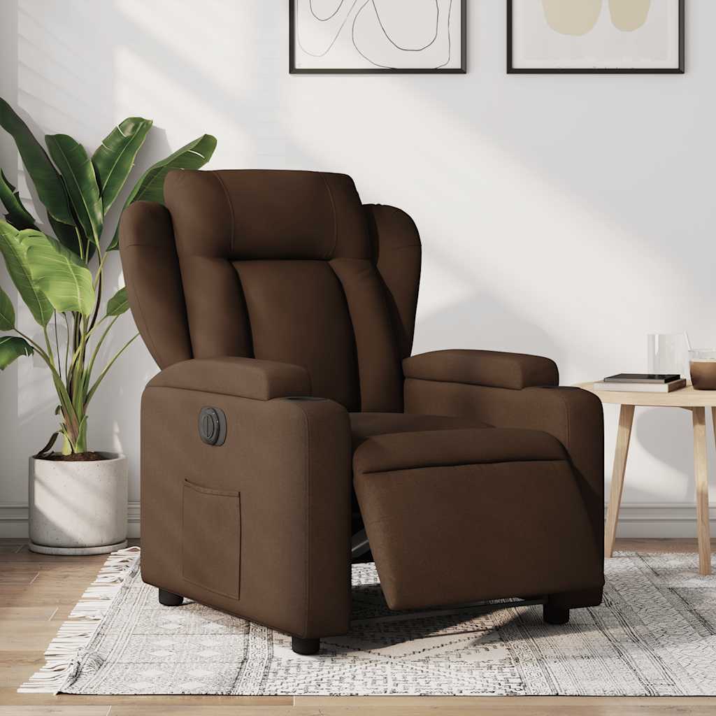 Vidaxl fauteuil verstelbaar elektrisch stof bruin