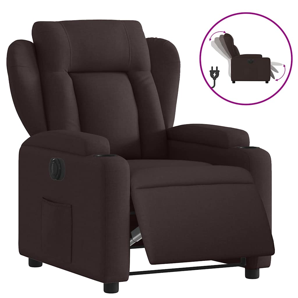 Vidaxl fauteuil verstelbaar elektrisch stof donkerbruin