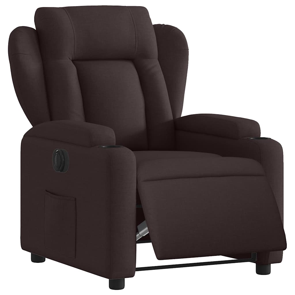 Vidaxl fauteuil verstelbaar elektrisch stof donkerbruin