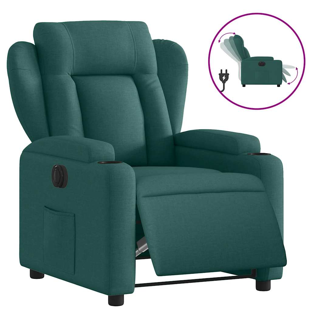 Vidaxl fauteuil verstelbaar elektrisch stof donkergroen