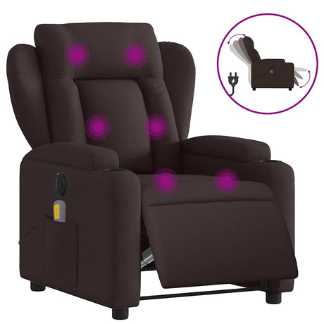 Vidaxl massagestoel elektrisch verstelbaar stof donkerbruin