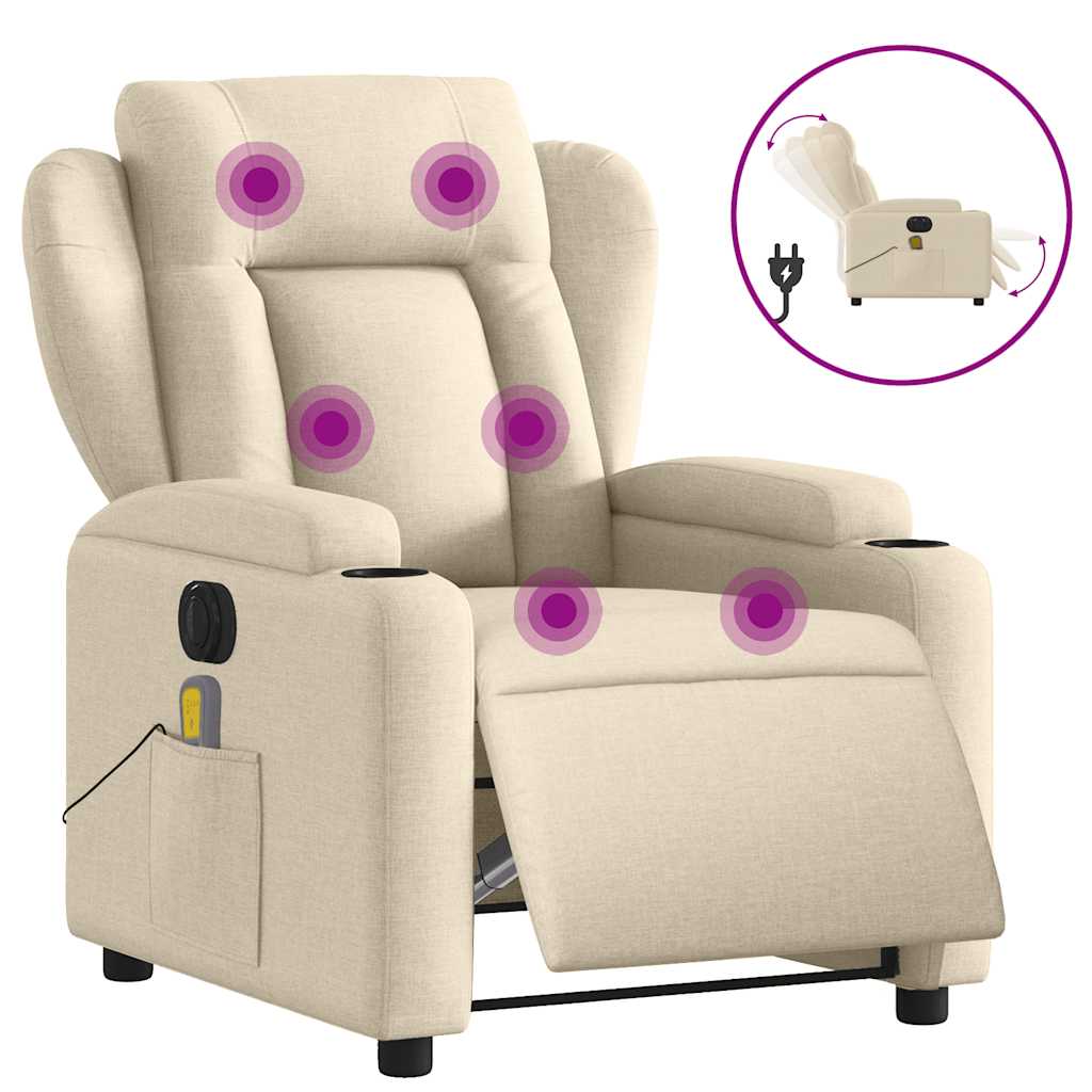 Vidaxl massagestoel elektrisch verstelbaar stof crèmekleurig