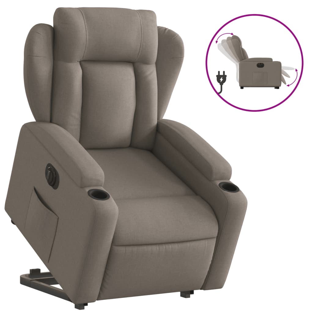 Vidaxl sta-op-stoel elektrisch verstelbaar stof taupe