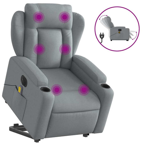 Vidaxl sta-op-massagestoel elektrisch verstelbaar stof lichtgrijs