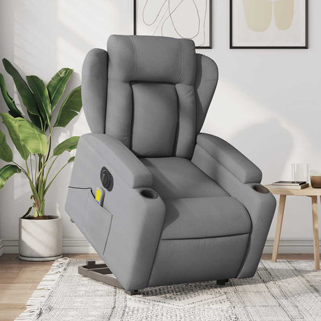 Vidaxl sta-op-massagestoel elektrisch verstelbaar stof lichtgrijs
