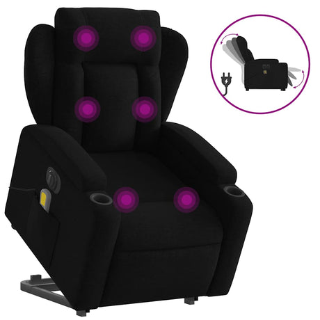 Vidaxl sta-op-massagestoel elektrisch verstelbaar stof zwart