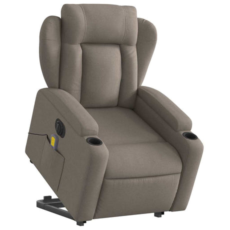 Vidaxl sta-op-massagestoel elektrisch verstelbaar stof taupe