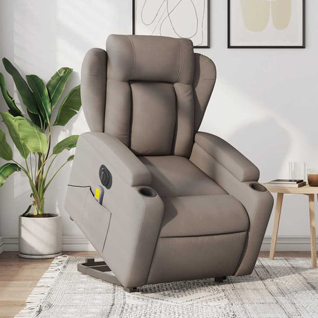 Vidaxl sta-op-massagestoel elektrisch verstelbaar stof taupe