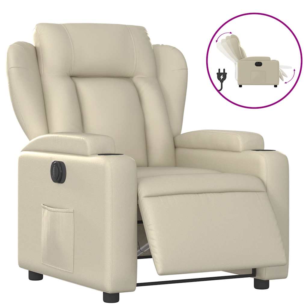 Vidaxl fauteuil elektrisch verstelbaar kunstleer crèmekleurig