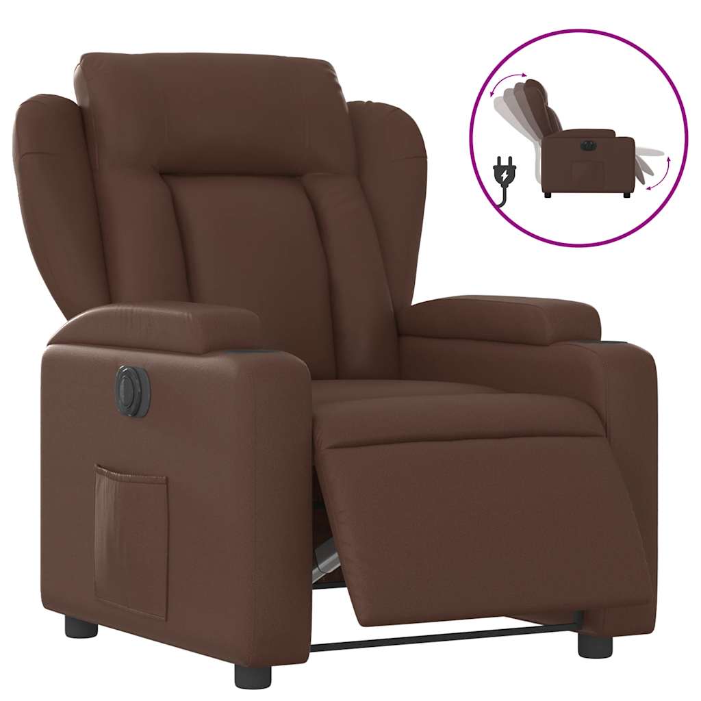 Vidaxl fauteuil verstelbaar elektrisch kunstleer bruin