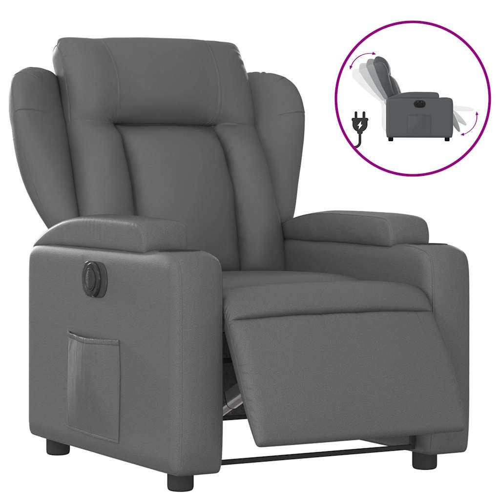 Vidaxl fauteuil verstelbaar elektrisch kunstleer grijs