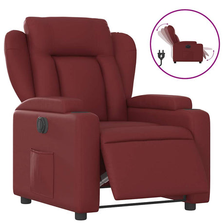 Vidaxl fauteuil verstelbaar elektrisch kunstleer wijnrood