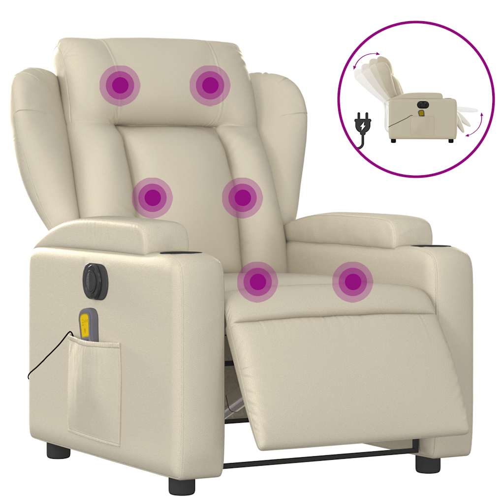 Vidaxl massagestoel verstelbaar elektrisch kunstleer crèmekleurig