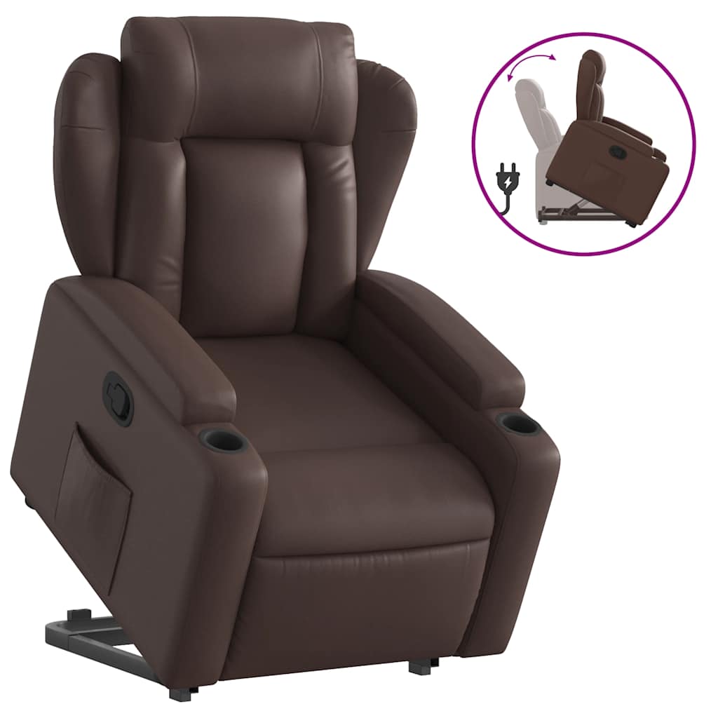 Vidaxl sta-op-fauteuil verstelbaar kunstleer bruin