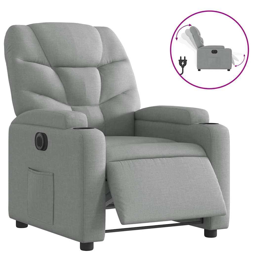 Vidaxl fauteuil elektrisch verstelbaar stof lichtgrijs