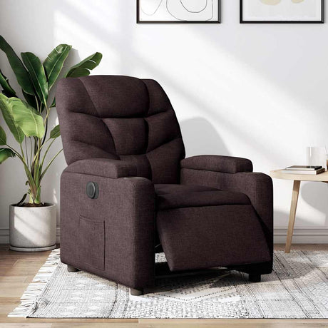 Vidaxl fauteuil verstelbaar elektrisch stof donkerbruin