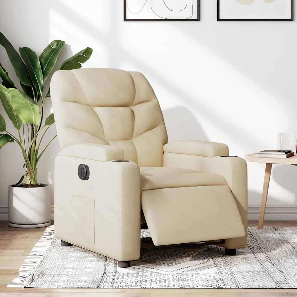 Vidaxl fauteuil verstelbaar elektrisch stof crèmekleurig
