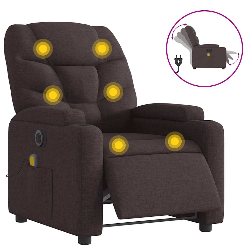 Vidaxl massagestoel elektrisch verstelbaar stof donkerbruin