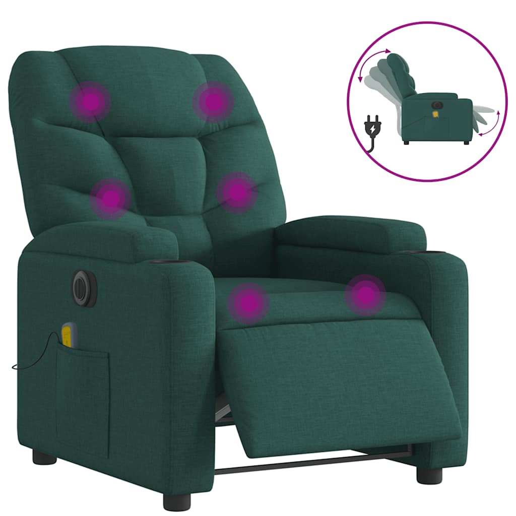 Vidaxl massagestoel elektrisch verstelbaar stof donkergroen