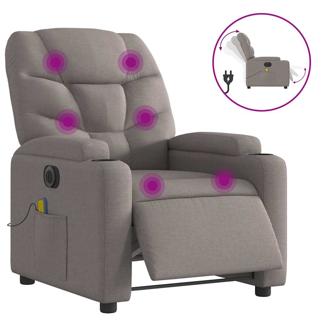 Vidaxl massagestoel elektrisch verstelbaar stof taupe