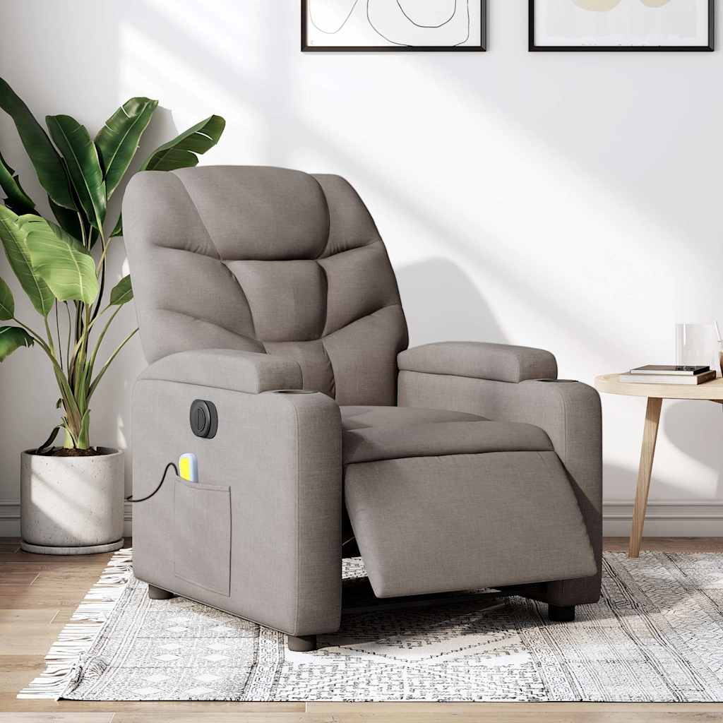 Vidaxl massagestoel elektrisch verstelbaar stof taupe