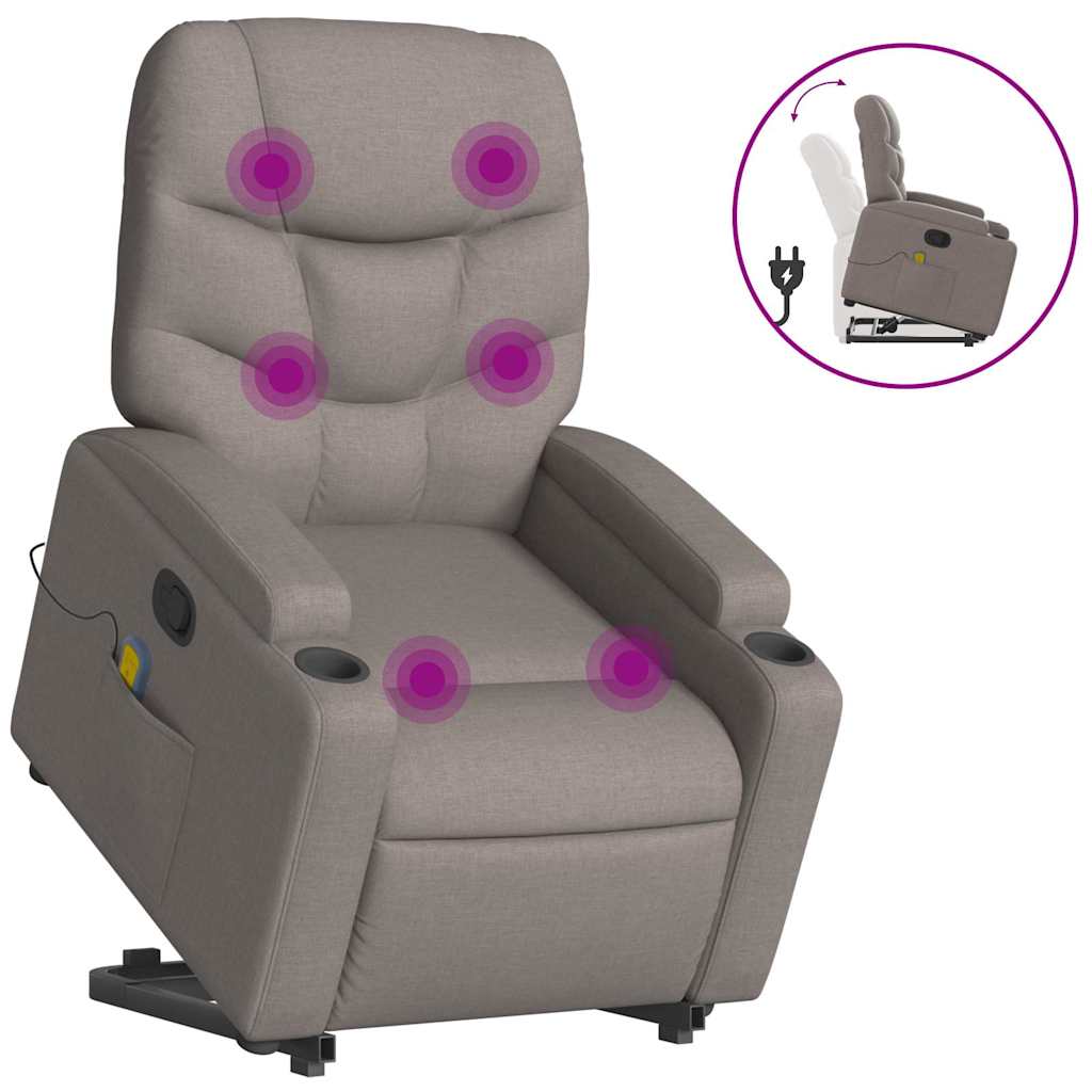 Vidaxl sta-op-massagestoel verstelbaar stof taupe