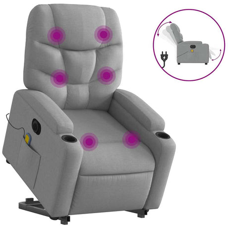 Vidaxl sta-op-massagestoel elektrisch verstelbaar stof lichtgrijs