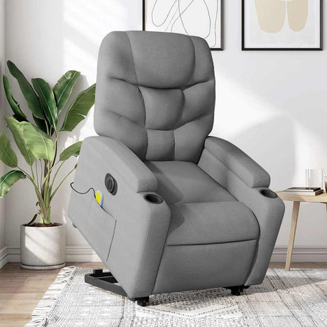 Vidaxl sta-op-massagestoel elektrisch verstelbaar stof lichtgrijs