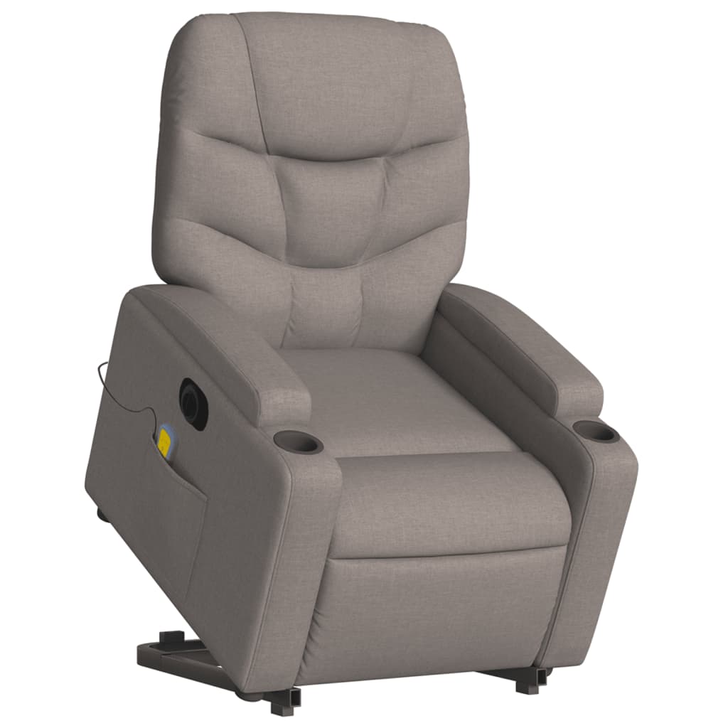 Vidaxl sta-op-massagestoel elektrisch verstelbaar stof taupe
