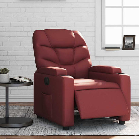 Vidaxl fauteuil verstelbaar elektrisch kunstleer wijnrood