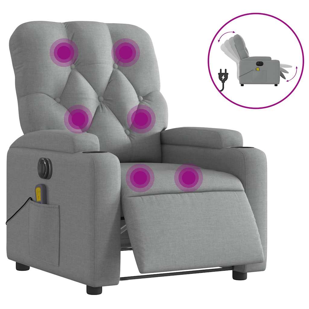 Vidaxl massagestoel elektrisch verstelbaar stof lichtgrijs