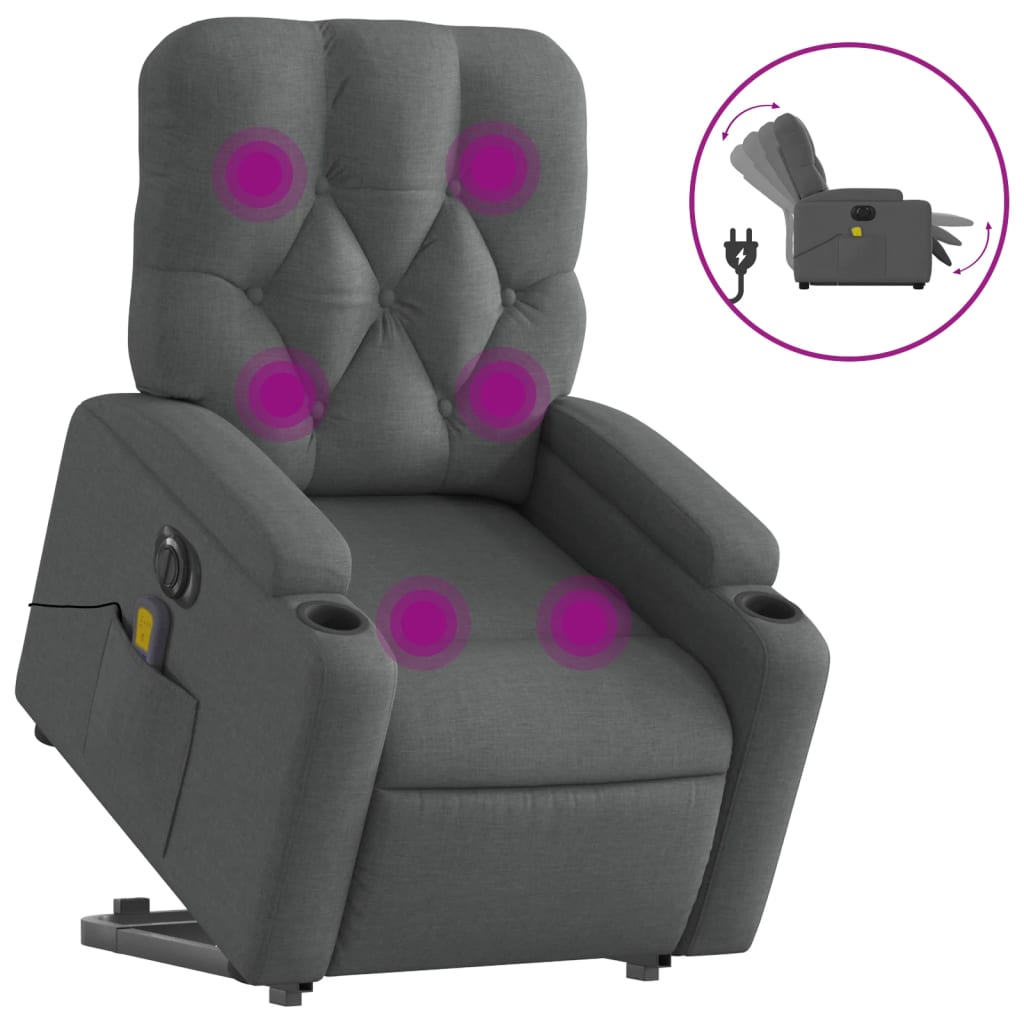 Vidaxl sta-op-massagestoel elektrisch verstelbaar stof donkergrijs