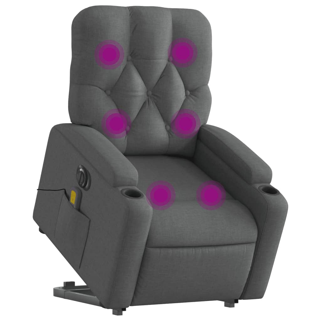 Vidaxl sta-op-massagestoel elektrisch verstelbaar stof donkergrijs