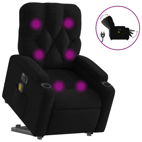 Vidaxl sta-op-massagestoel elektrisch verstelbaar stof zwart